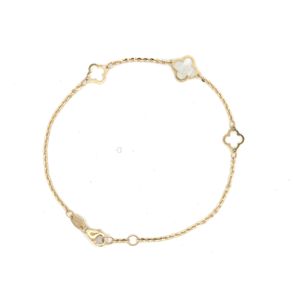 Žluté zlato náramek VC s perletí 17+1cm