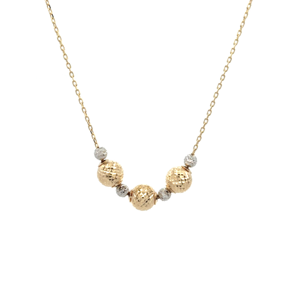 Žluté zlato řetízek s kuličkami 42+3cm