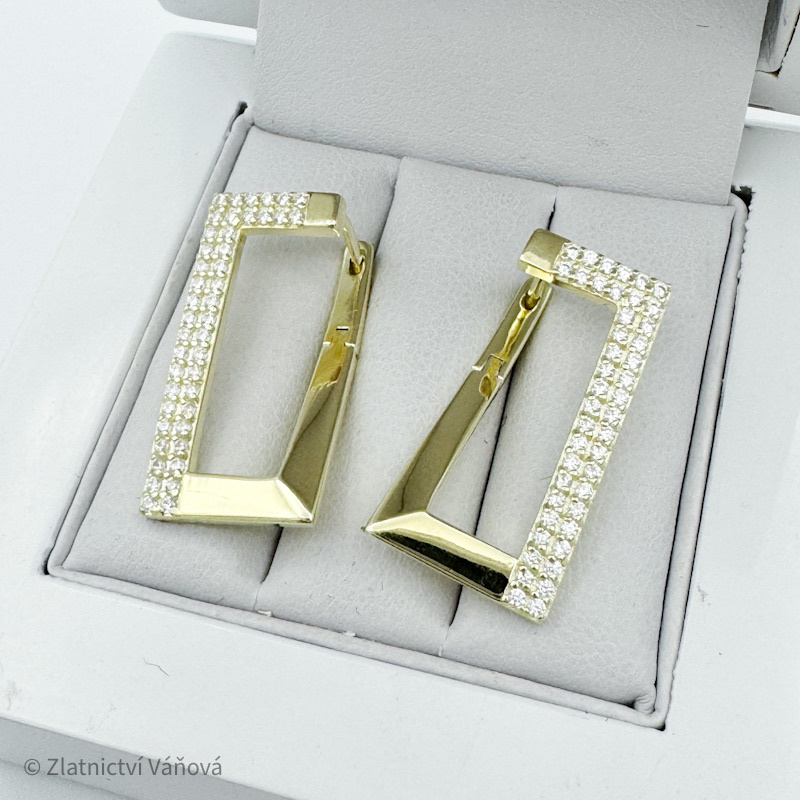 Stříbrné pozlacené náušnice se zirkony