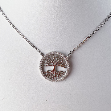Stříbrný náhrdelník strom života se zirkony