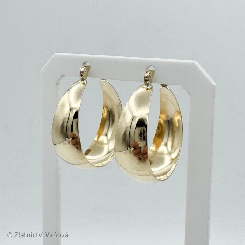 Žluté zlato náušnice široké kruhy