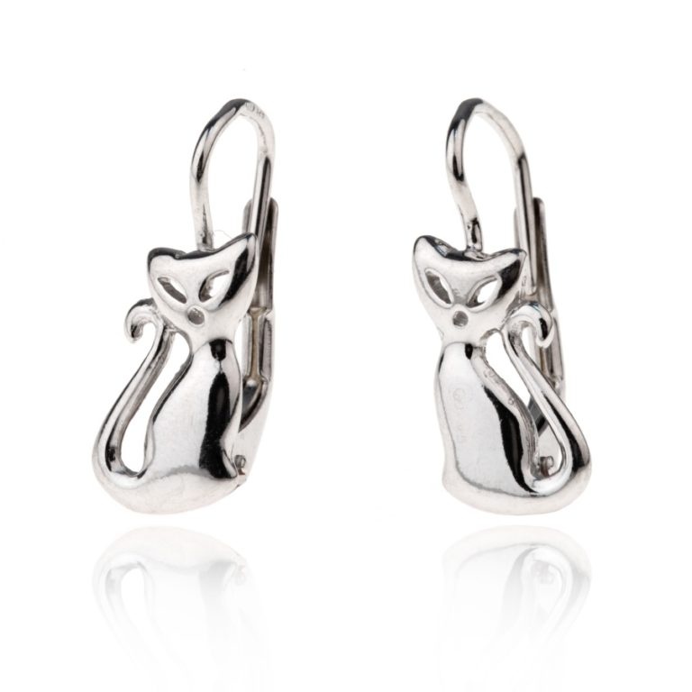 Stříbrné náušnice KOČKY na klapku