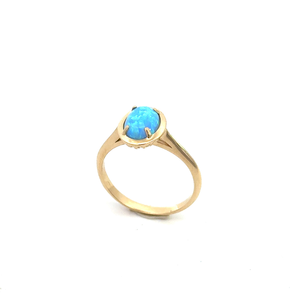 Žluté zlato prsten s opálem