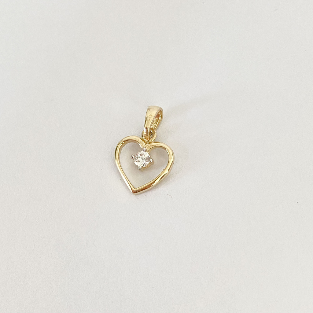 Žluté zlato přívěsek srdce se zirkonem